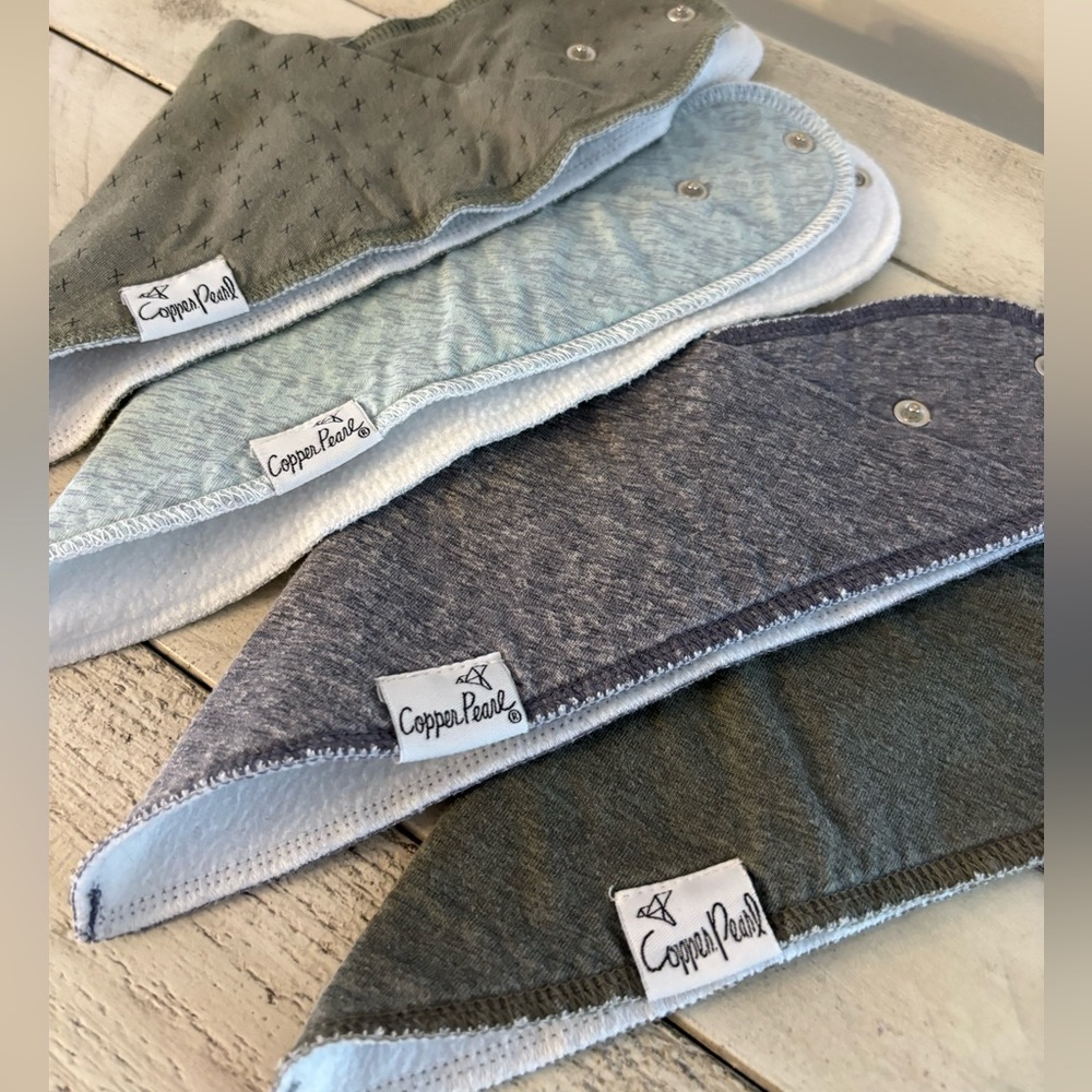 Copper Pearl Bibs - Set of 4 + free added burp cloth